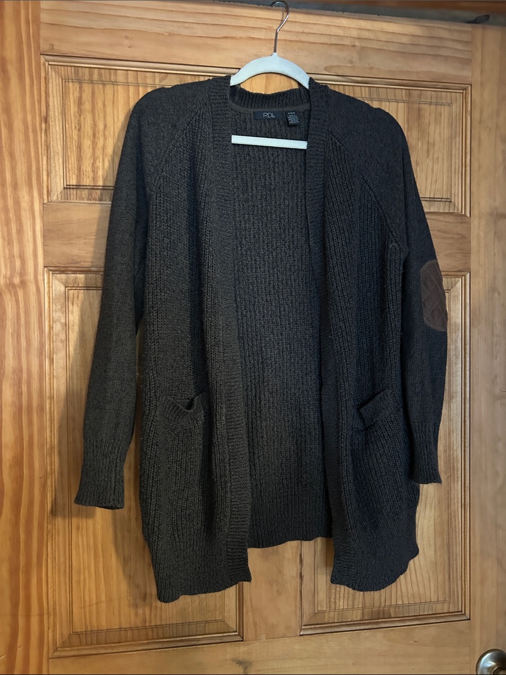 RDI Green Marl Knit Cardigan with Elbow Patches - L